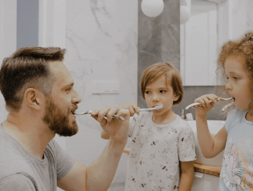 children toothbrushing parenting dad
